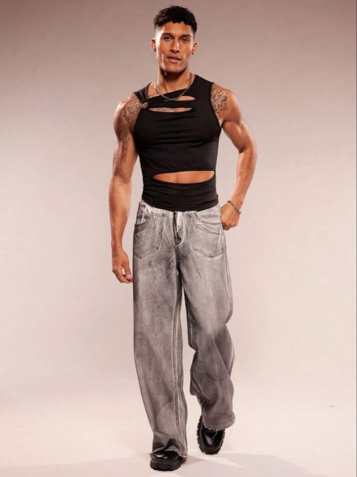 Men's Crew Neck Hollow Out Casual Knit Tank Top